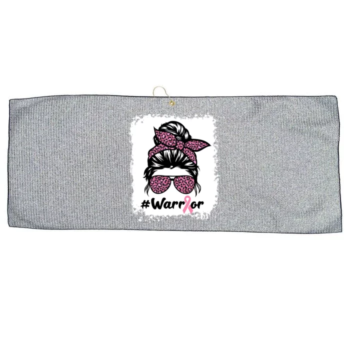 Breast Cancer Awareness Month Warrior Bleached Messy Bun Gift Large Microfiber Waffle Golf Towel