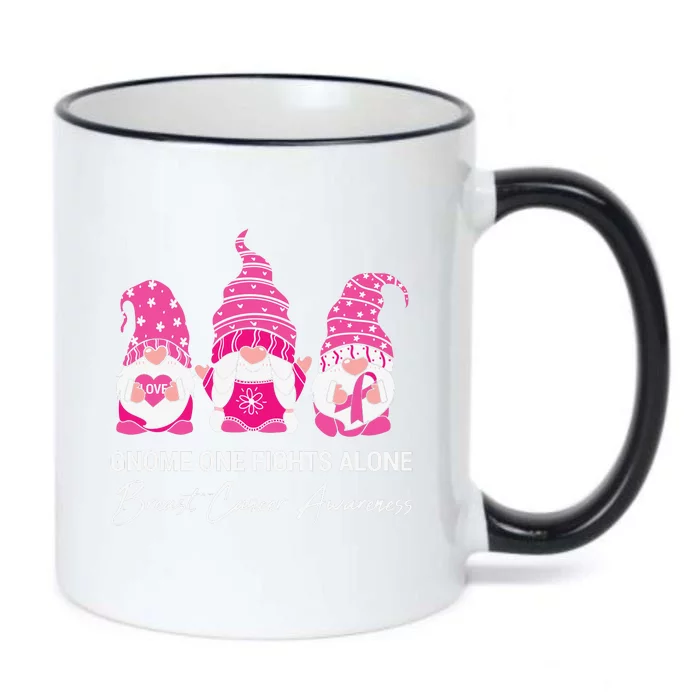 Breast Cancer Awareness Gnome No One Fights Alone Black Color Changing Mug