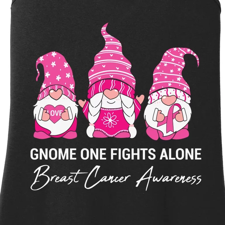 Breast Cancer Awareness Gnome No One Fights Alone Ladies Essential Tank