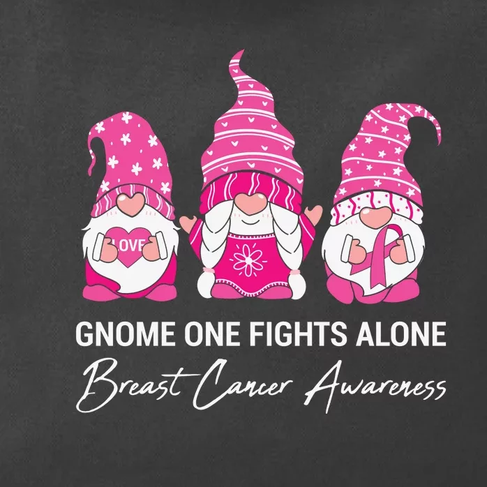 Breast Cancer Awareness Gnome No One Fights Alone Zip Tote Bag