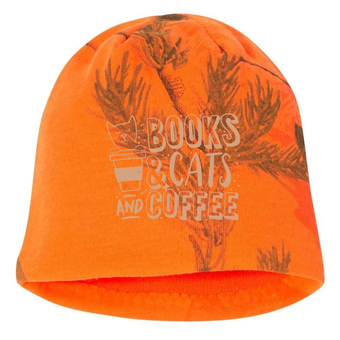 Books Cats And Coffee Lover Kati - Camo Knit Beanie