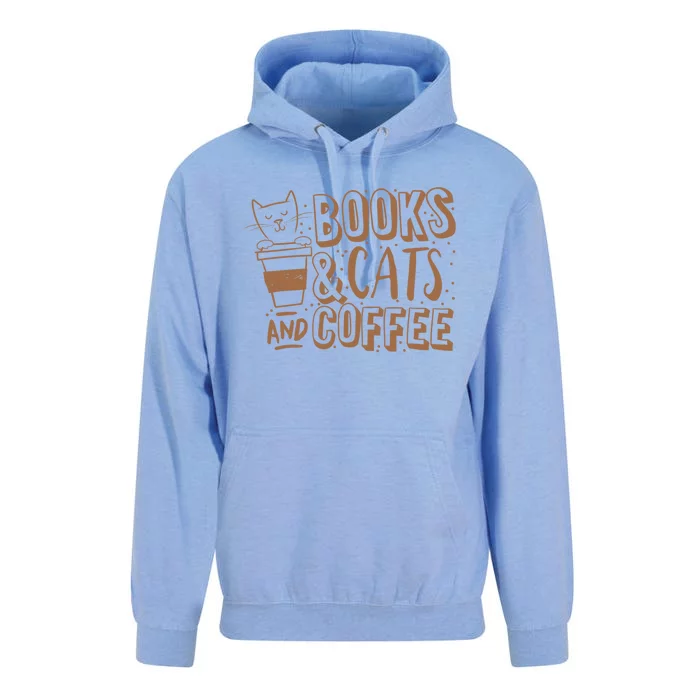 Books Cats And Coffee Lover Unisex Surf Hoodie