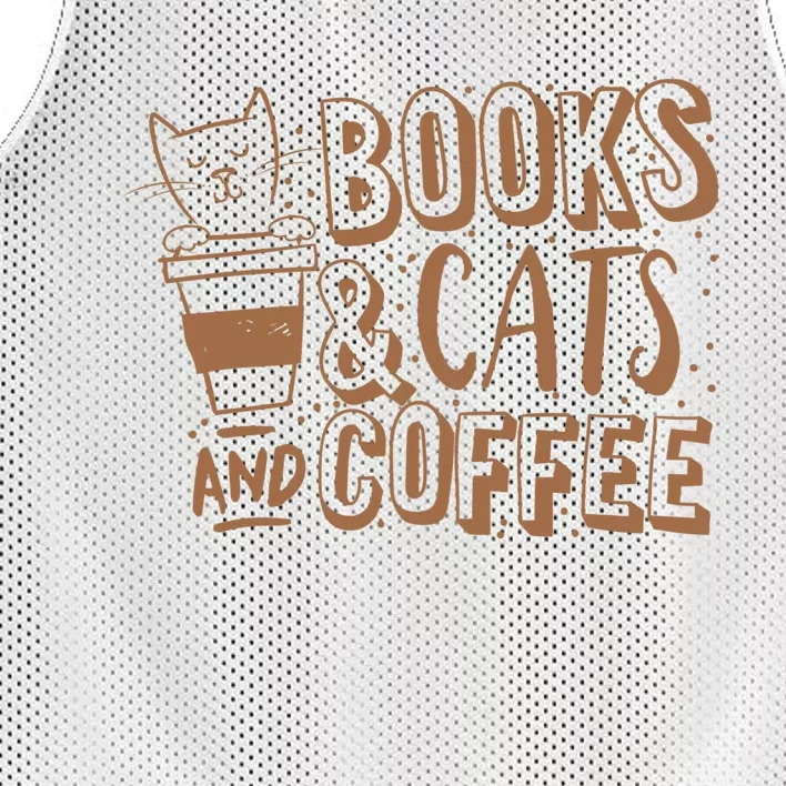 Books Cats And Coffee Lover Mesh Reversible Basketball Jersey Tank