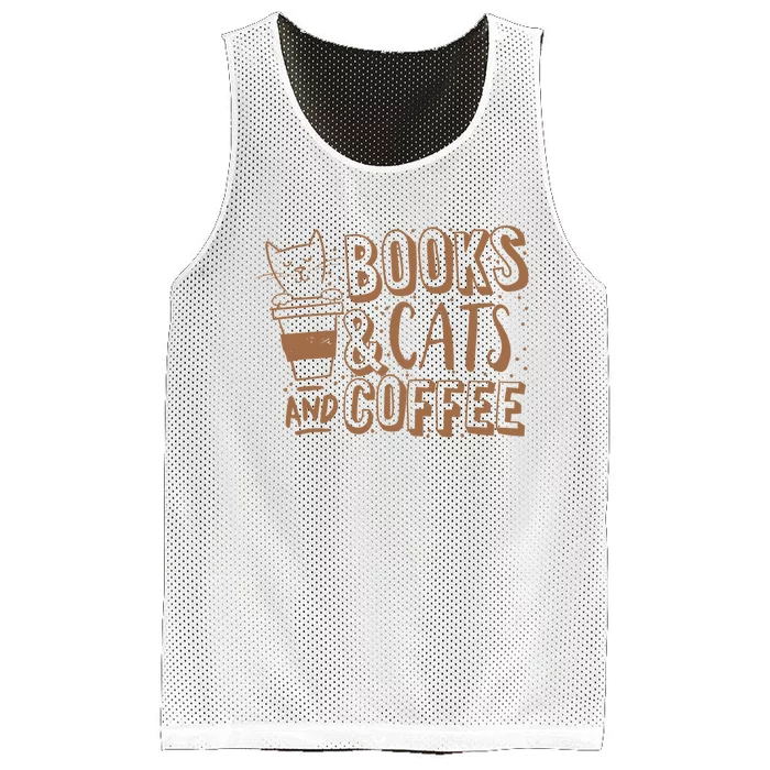 Books Cats And Coffee Lover Mesh Reversible Basketball Jersey Tank