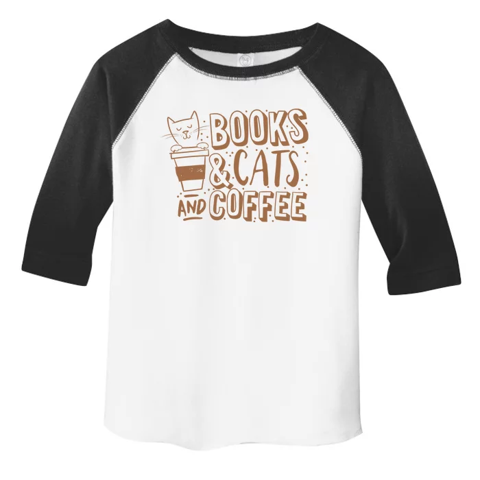 Books Cats And Coffee Lover Toddler Fine Jersey T-Shirt