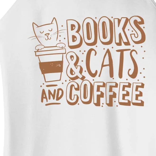 Books Cats And Coffee Lover Women’s Perfect Tri Rocker Tank