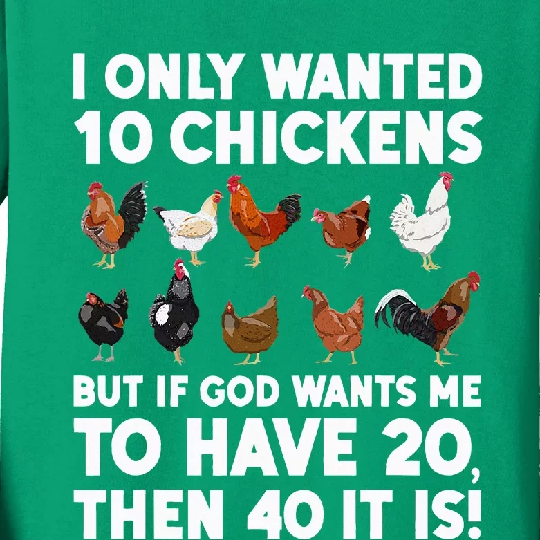 Best Chicken Art For Women Poultry Themed Chicken Farmer Kids Long Sleeve Shirt