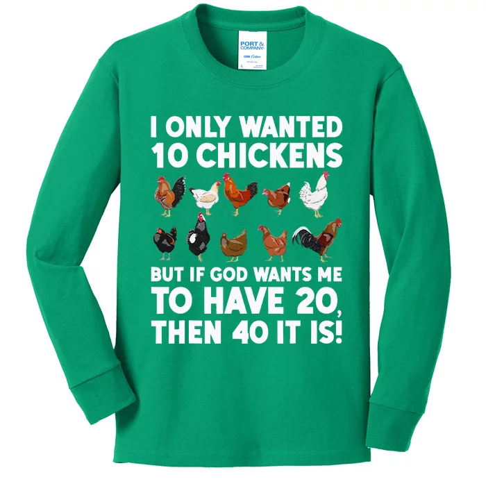 Best Chicken Art For Women Poultry Themed Chicken Farmer Kids Long Sleeve Shirt