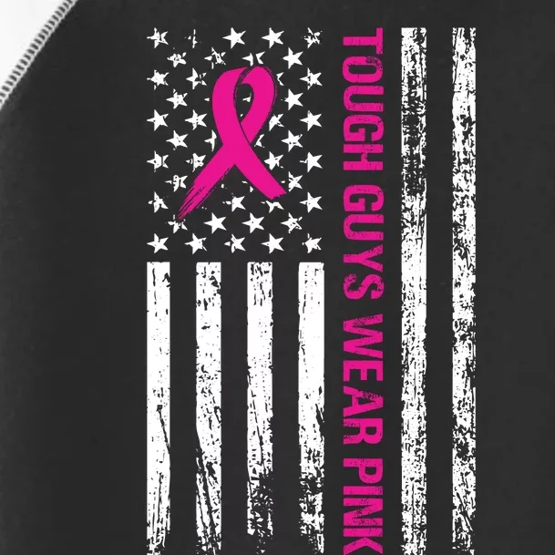 Breast Cancer Awareness Tough Guys Wear Pink American Us Flag Pink Ribbon Toddler Fine Jersey T-Shirt