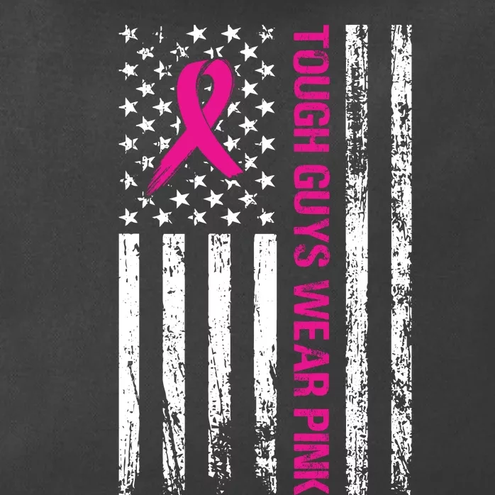 Breast Cancer Awareness Tough Guys Wear Pink American Us Flag Pink Ribbon Zip Tote Bag