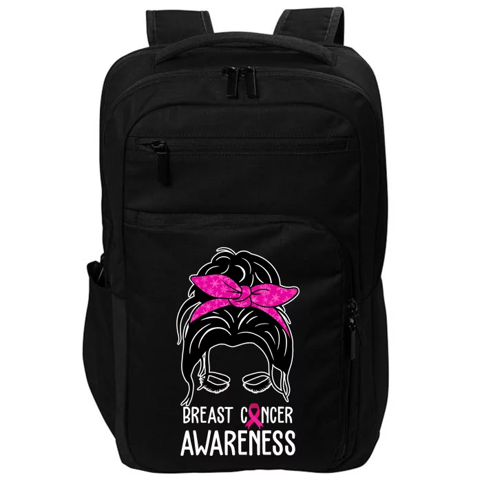 Breast Cancer Awareness Hair Bun Pink Ribbon Impact Tech Backpack