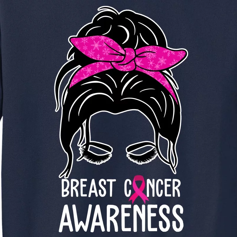 Breast Cancer Awareness Hair Bun Pink Ribbon Tall Sweatshirt