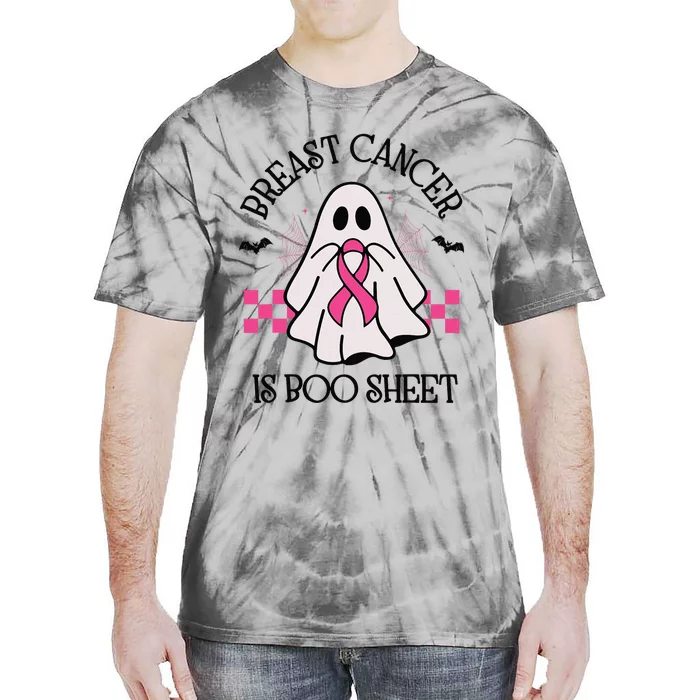 Breast Cancer Awareness Ribbon Boo Sheet Halloween Ghost Tie-Dye T-Shirt