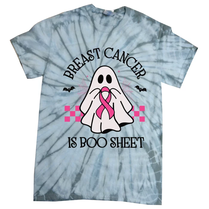 Breast Cancer Awareness Ribbon Boo Sheet Halloween Ghost Tie-Dye T-Shirt