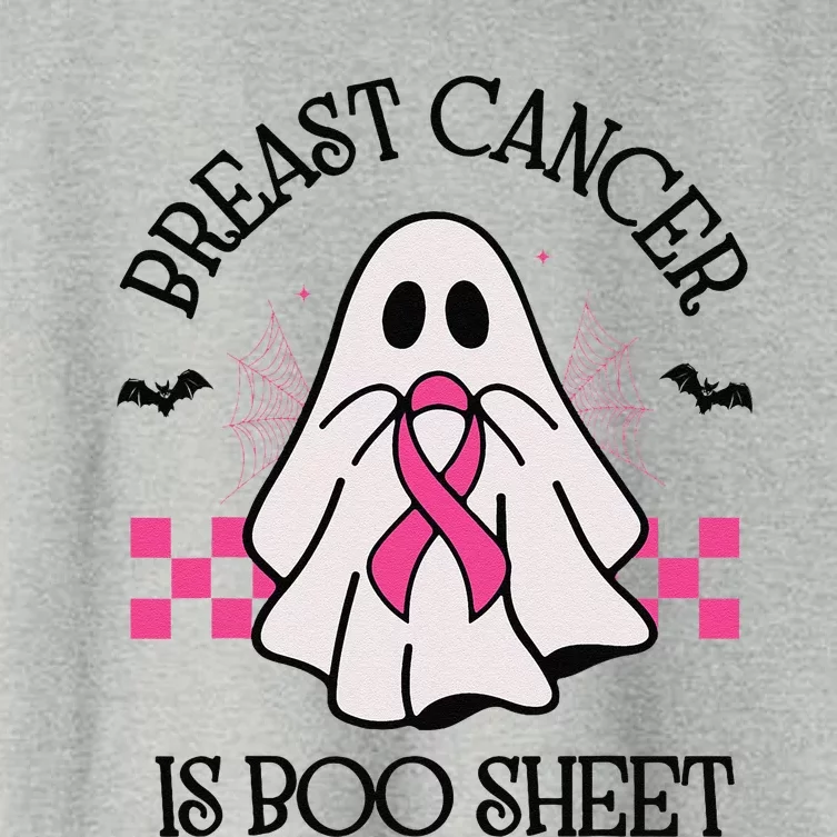 Breast Cancer Awareness Ribbon Boo Sheet Halloween Ghost Women's Crop Top Tee