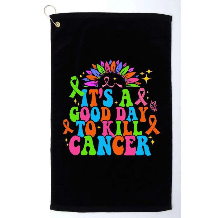 Breast Cancer Awareness Colorful Good Day To Kill Cancer Platinum Collection Golf Towel