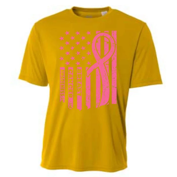 Breast Cancer Awareness   Flag USA Breast Cancer Warrior Cooling Performance Crew T-Shirt