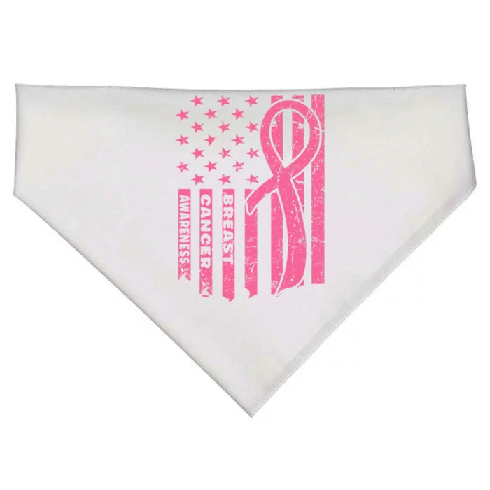 Breast Cancer Awareness   Flag USA Breast Cancer Warrior USA-Made Doggie Bandana