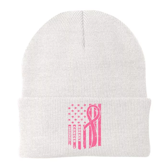 Breast Cancer Awareness   Flag USA Breast Cancer Warrior Knit Cap Winter Beanie