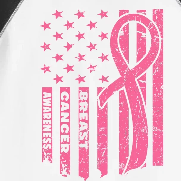 Breast Cancer Awareness   Flag USA Breast Cancer Warrior Toddler Fine Jersey T-Shirt