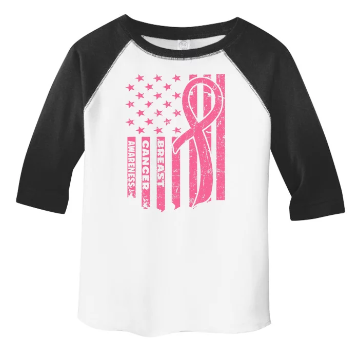 Breast Cancer Awareness   Flag USA Breast Cancer Warrior Toddler Fine Jersey T-Shirt