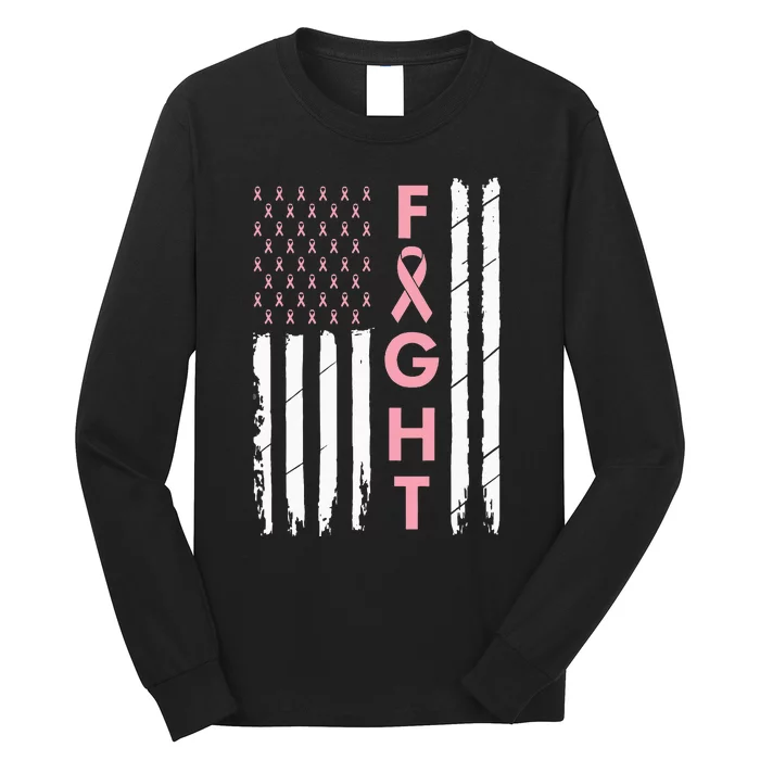 Breast Cancer Awareness Pink Ribbon Mom  Fight Survivor Long Sleeve Shirt