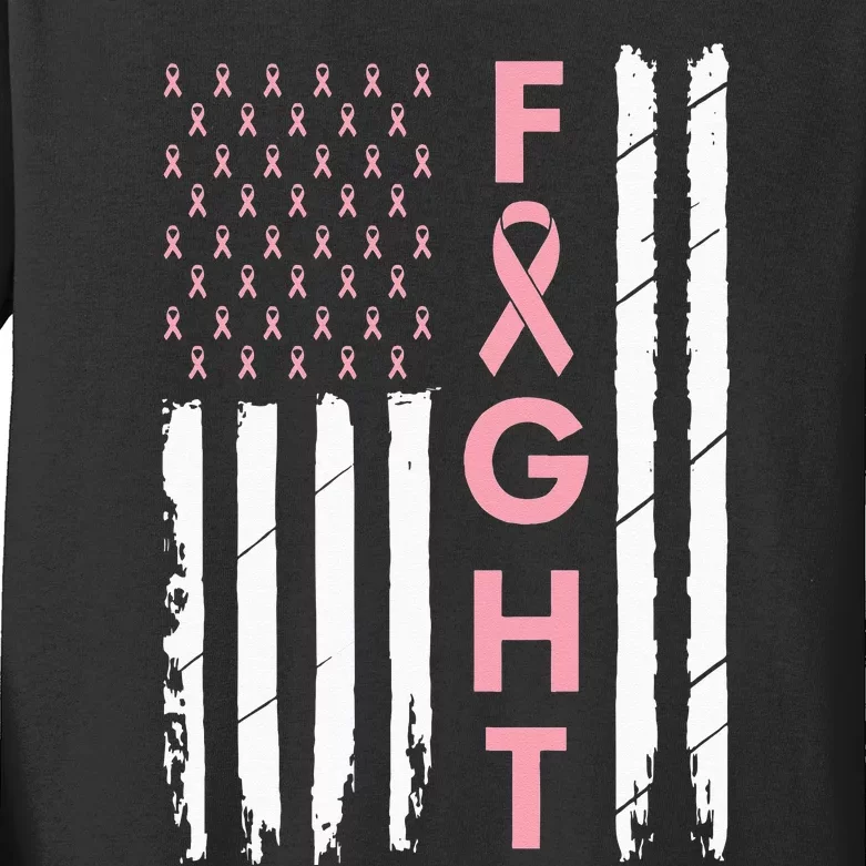 Breast Cancer Awareness Pink Ribbon Mom  Fight Survivor Kids Long Sleeve Shirt