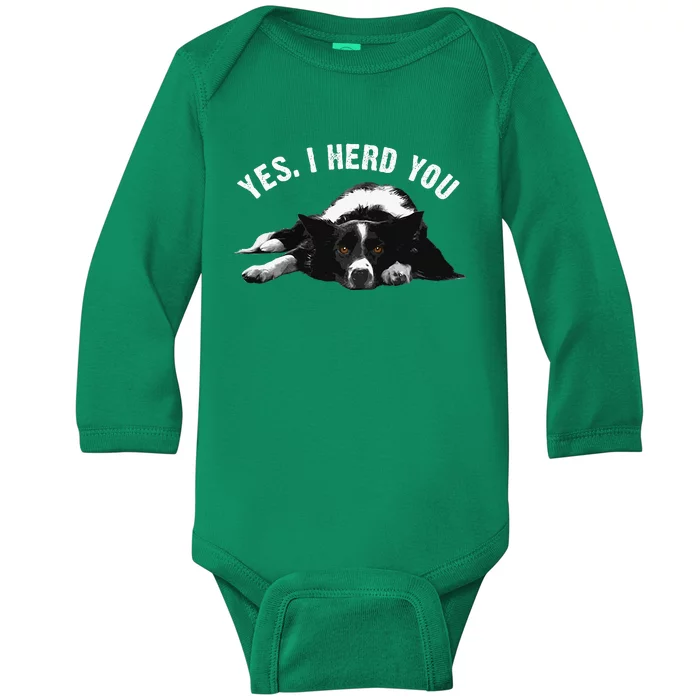 Border Collie Art Puppy Border Collie Lovers Baby Long Sleeve Bodysuit