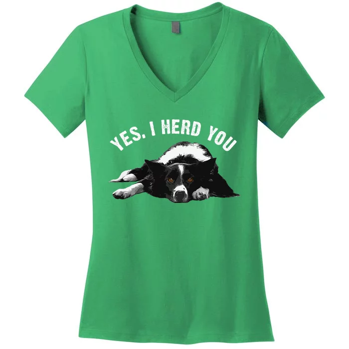 Border Collie Art Puppy Border Collie Lovers Women's V-Neck T-Shirt