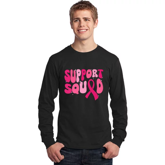 Breast Cancer Awareness Retro Groovy Support Squad Team Gift Tall Long Sleeve T-Shirt