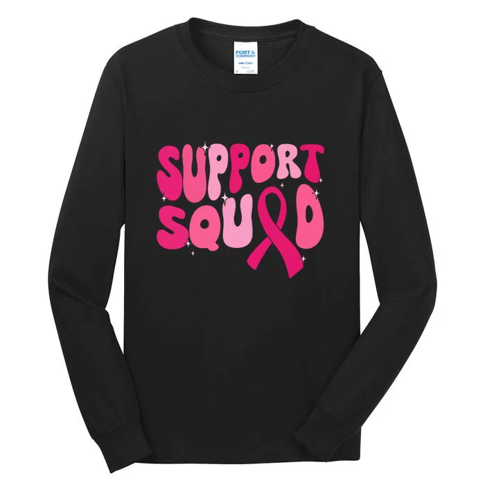 Breast Cancer Awareness Retro Groovy Support Squad Team Gift Tall Long Sleeve T-Shirt