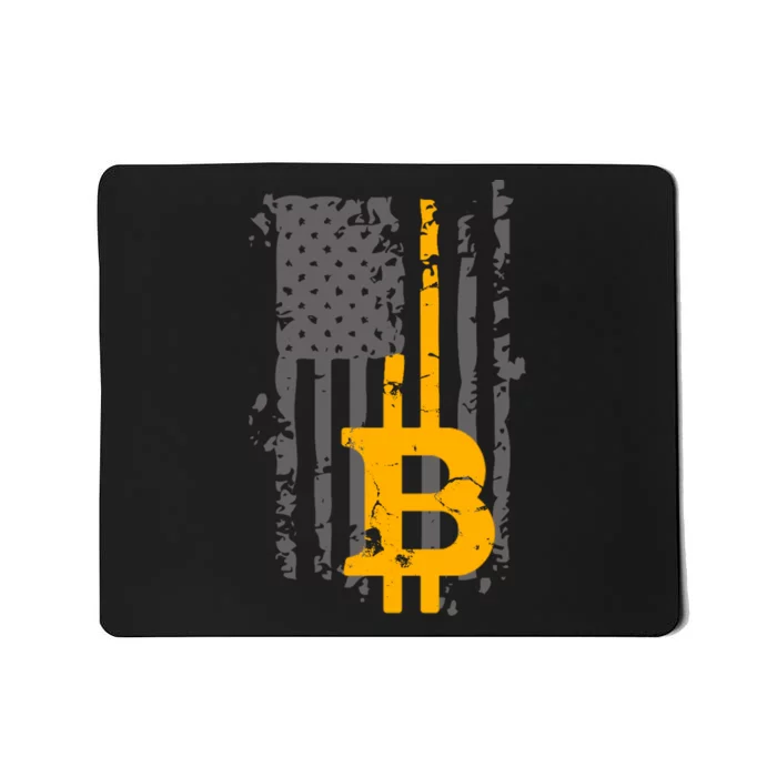 Bitcoin Crypto American Flag Gold Thin Line Mousepad