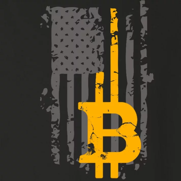 Bitcoin Crypto American Flag Gold Thin Line Toddler Long Sleeve Shirt