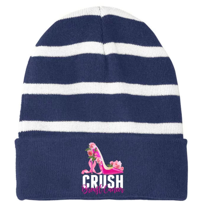 Breast Cancer Awareness Crush Breast Cancer Striped Beanie with Solid Band