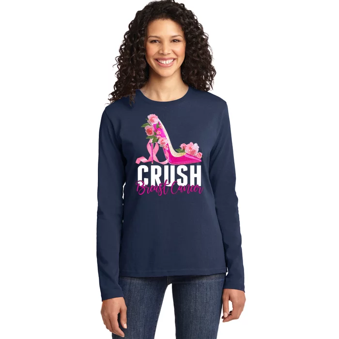 Breast Cancer Awareness Crush Breast Cancer Ladies Long Sleeve Shirt