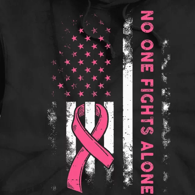 Breast Cancer Awareness Ribbon Usa American Flag Tie Dye Hoodie