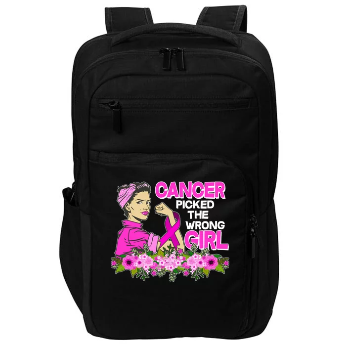 Breast Cancer Awareness Cancer Picked The Wrong Girl Warrior Impact Tech Backpack