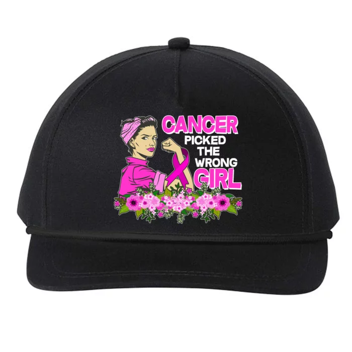 Breast Cancer Awareness Cancer Picked The Wrong Girl Warrior Snapback Five-Panel Rope Hat