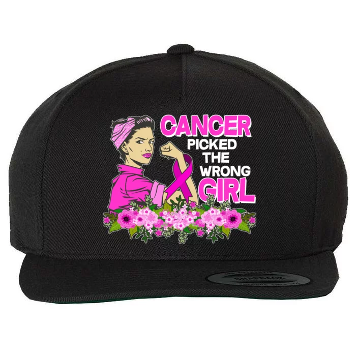 Breast Cancer Awareness Cancer Picked The Wrong Girl Warrior Wool Snapback Cap