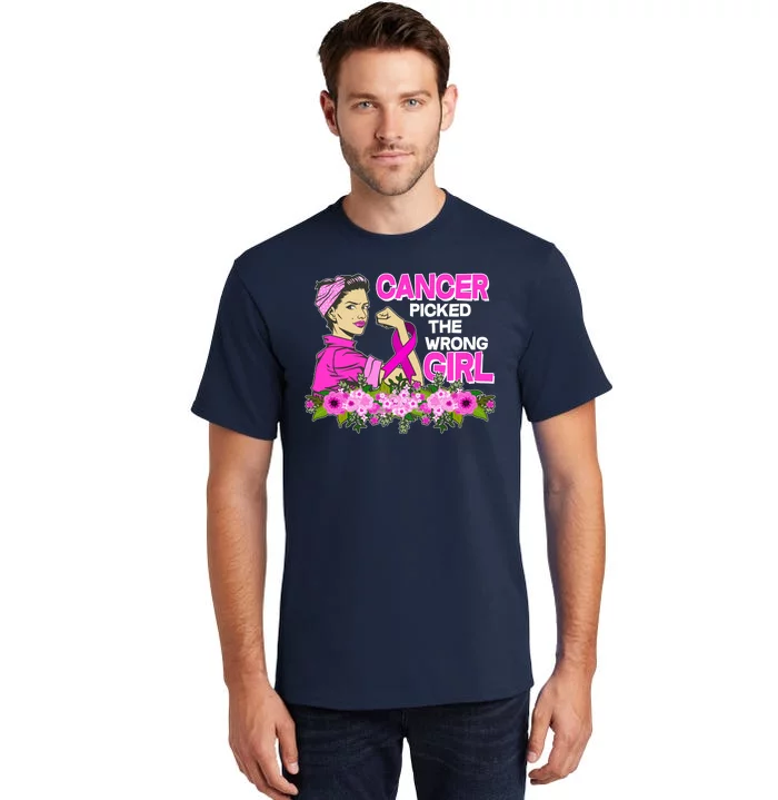 Breast Cancer Awareness Cancer Picked The Wrong Girl Warrior Tall T-Shirt