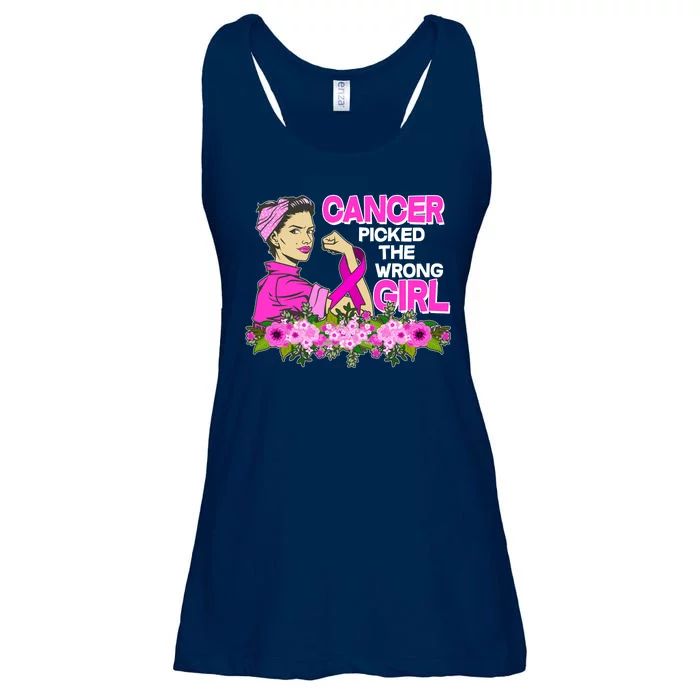 Breast Cancer Awareness Cancer Picked The Wrong Girl Warrior Ladies Essential Flowy Tank