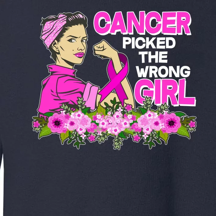 Breast Cancer Awareness Cancer Picked The Wrong Girl Warrior Toddler Sweatshirt