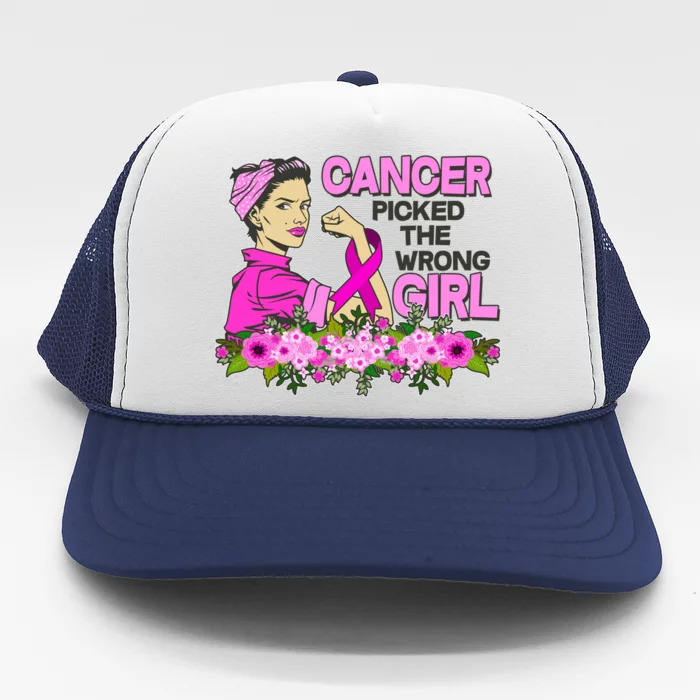 Breast Cancer Awareness Cancer Picked The Wrong Girl Warrior Trucker Hat