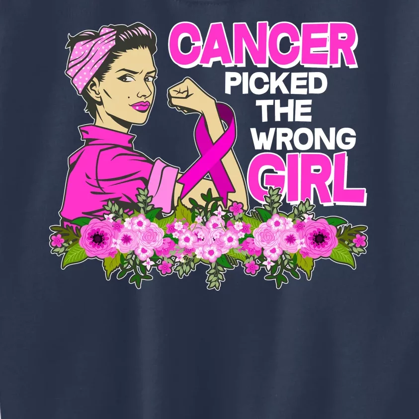 Breast Cancer Awareness Cancer Picked The Wrong Girl Warrior Kids Sweatshirt