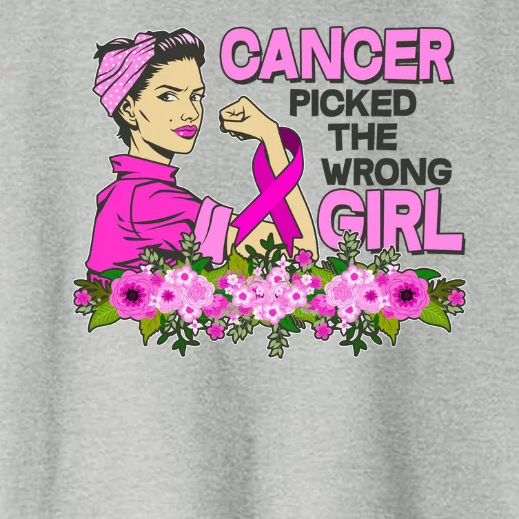 Breast Cancer Awareness Cancer Picked The Wrong Girl Warrior Women's Crop Top Tee