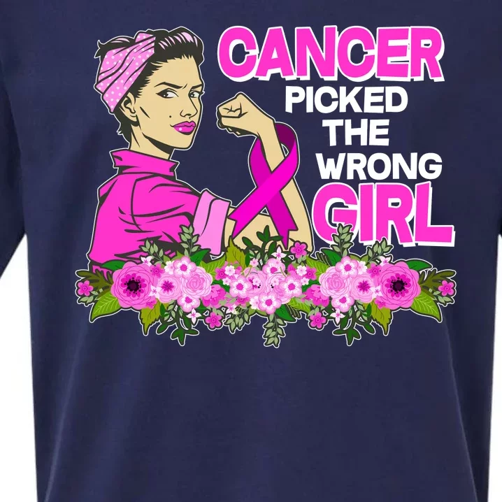 Breast Cancer Awareness Cancer Picked The Wrong Girl Warrior Sueded Cloud Jersey T-Shirt