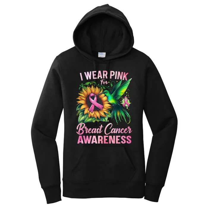 Breast Cancer Awareness Hummingbird Sunflower Women's Pullover Hoodie