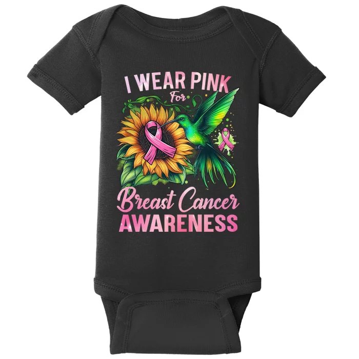 Breast Cancer Awareness Hummingbird Sunflower Baby Bodysuit