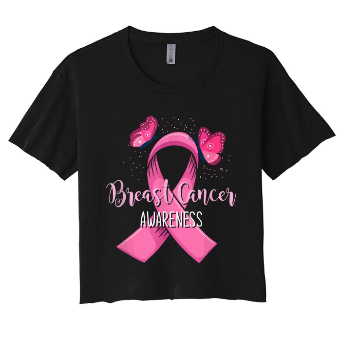 Breast Cancer Awareness Support Women's Crop Top Tee