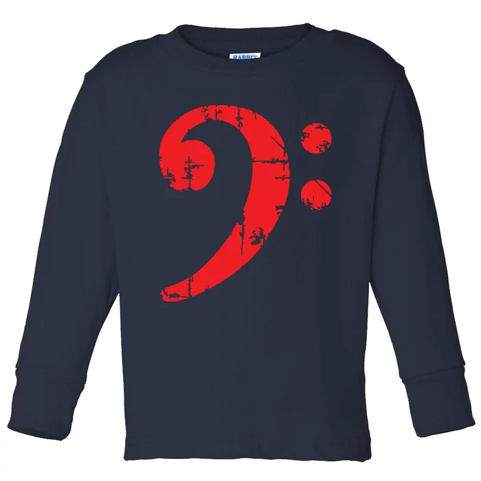 Bass Clef Antique Red Bass Players Toddler Long Sleeve Shirt